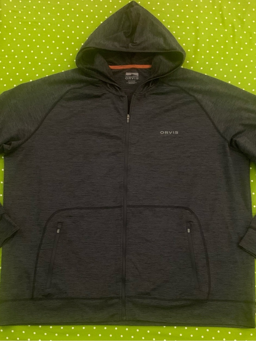 ORVIS Blended Polyester Charcoal Hooded Sweatshirt - Picture 2 of 6
